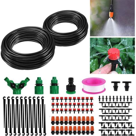 Sistema de riego, kit de riego por goteo, kit de riego por microgoteo automático de 158 piezas, kit de riego de bricolaje para jardín, césped, plantas, paisaje, maceta (1/2)