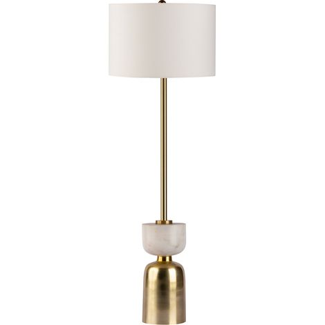 Lampada da terra Cirus in marmo, oro e cotone bianco (1/3)