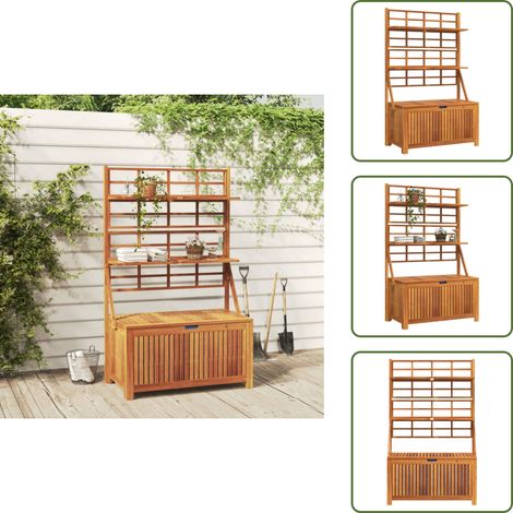 Boîte de rangement avec treillis 99x50x160 cm Acacia massif - Coffre De Jardin - Rangement Extérieur - Meuble De Jardin - Acacia Massif - Bois D'acacia (1/5)
