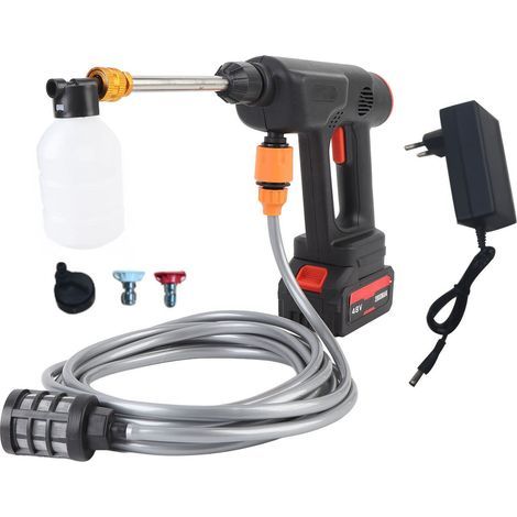 Nettoyeur haute pression sans fil 900 PSI, nettoyeur électrique portatif, buse 6 en 1, batterie 21,8 Ah pour le lavage de voiture et l'arrosage des plantes, prise UE