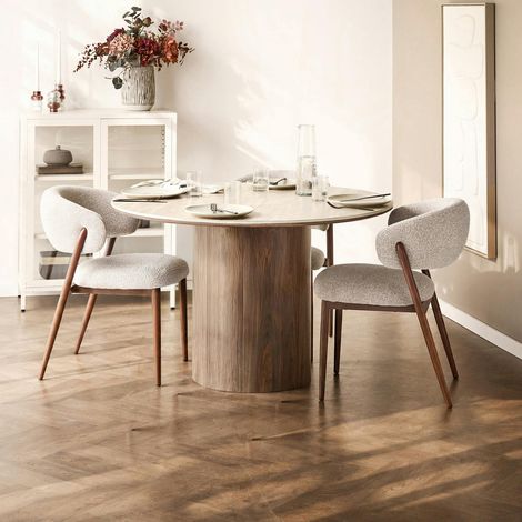 Table à manger ronde en céramique aspect travertin ø120 PRATO (1/5)