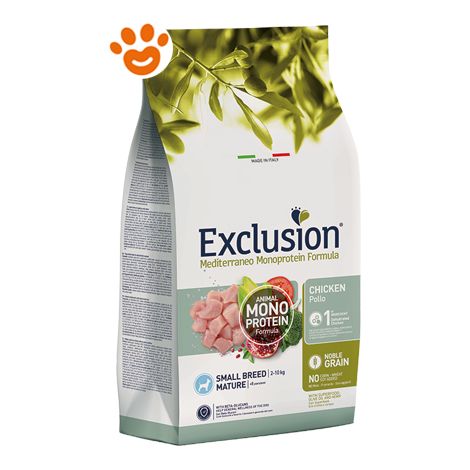 Exclusion Dog Mediterraneo Monoproteico Noble Grain Mature Small Breed Pollo  - Exclusion Dog Mediterraneo Monoproteico Noble Grain Mature Small Breed Pollo - Sacco Da 2 Kg