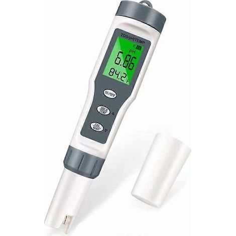 pH-mètre, pH-mètre électronique 3 en 1 pour piscine, pH-mètre, TDS-mètre, thermomètre, analyseur de qualité de l'eau, avec écran LCD et affichage des mesures. (1/5)