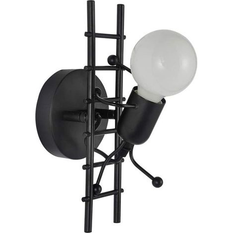 Humanoid Wall Light Indoor E27 Modern Industrial Simple Style Wall Lamp 220v Bulb Not Included (Black) (1/5)