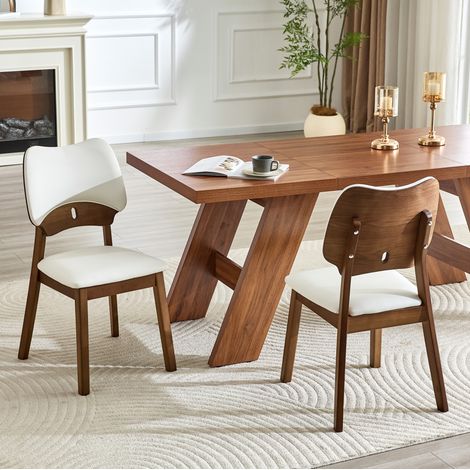 Lote de 2 sillas de comedor con respaldo mariposa y asiento acolchado blanco DESVIAE (1/5)