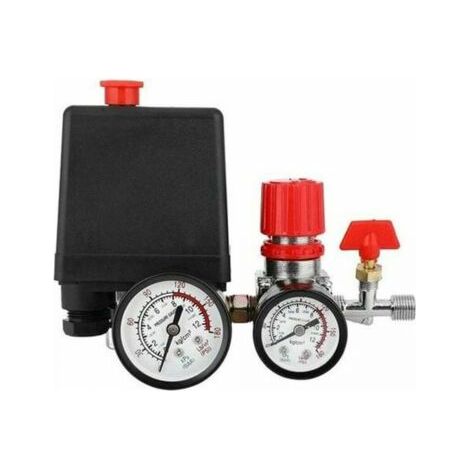 Compresseur d'air avec pressostat et manomètre Pression 0,8 MPA Filetage G1/4 Courant 16A Plage de température 0-100°C (1/5)