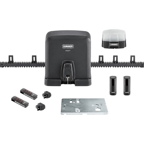 Kit motorisation portail coulissant Sommer STArter S3 300 kg S15223-00013 complet - crémaillère 4 m incluse, 24 V, 2 télécommandes Pearl (1/3)