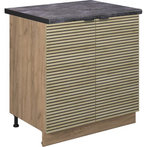 Mueble bajo fregadero Fame-Line, Panel de roble, 80 cm , ET Antracita, Vicco