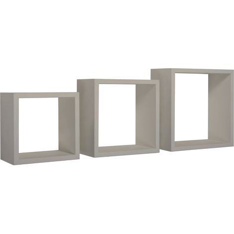 Set 3 Mensole da Parete Cubo in Fibra di Legno Incubo Marrone Talpa (1/5)