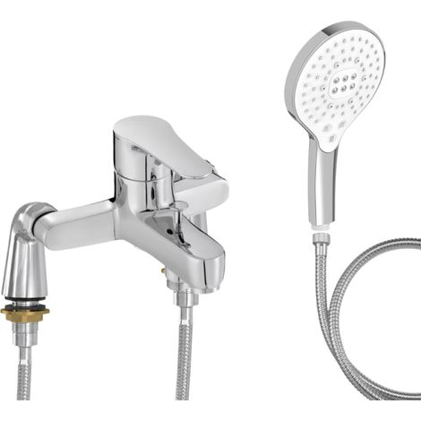 Mitigeur baignoire JACOB DELAFON July + pommeau de douche Metro signature + flexible de douche métal + colonnettes Idro'Flex (1/4)