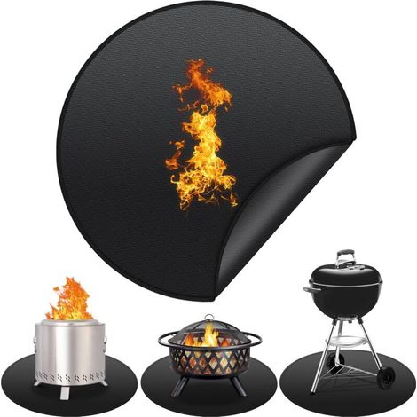 Round Fire Pit Mat, 120cm Heat Resistant Fireplace Mat, Fireproof Mat, BBQ Mat, Fireproof Ground Mat for Fireplace Protection, Floor, BBQ and Fire Pits, Lawn and Camping