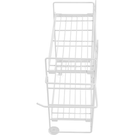 Lot suspendu pliable double étagère WC blanc, sans perçage, rangement mural salle de bain pliable, support toilette blanc. (1/5)