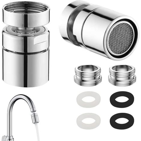 Lot de 2 embouts de robinet pivotants argentés (1/5)