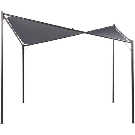 Gazebo da giardino con struttura in metallo e tessuto grigio scuro 300 x 300 cm Aventine
