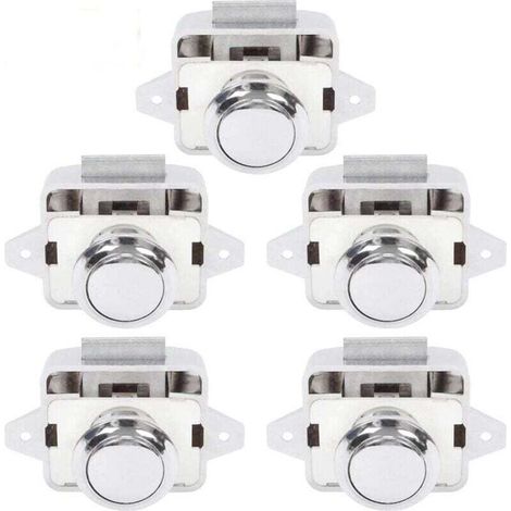 Bouton Poussoir pour Camping Car Serrure Loquet Porte Fermeture Placard 5 Pièces Argent (1/4)