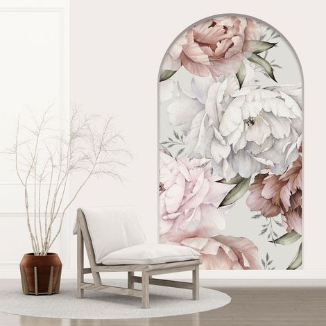 Stickers Trompe l'oeil Arche - Voute - Fleurs - 60 x 105 cm (1/5)