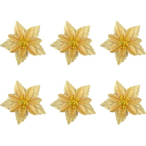 Jeffergarden Nouvelle petite fleur de Noël double couche, ornement de Noël multicolore, accessoire de décoration pour sapin de Noël - or clair (1/5)