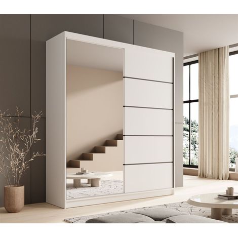 Schiebetürenschrank Schrank BONNY in Weiss matt 180x215x58 cm (1/3)