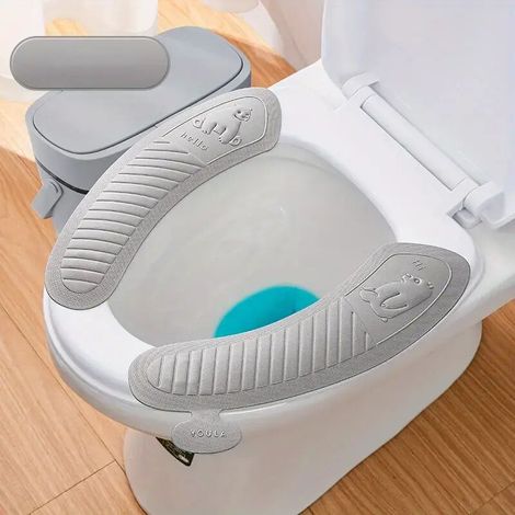 Dicker, selbstklebender, tragbarer, wasserdichter Toilettensitzbezug mit Massagemuster für Komfort und Hygiene