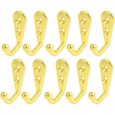 10 crochets muraux en alliage de zinc - avec vis de fixation - dorés - mesurant 31x22x10 mm, rangement élégant. (1/5)