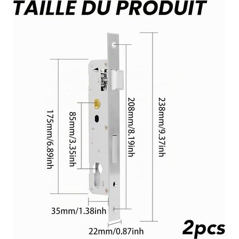 Boîtiers de Serrure Encastrable, Inox 85 x 25 mm pour Jardin Serrure à Cadre Tubulaire à Cylindre pour Portail, Portillon, Jardin et Garage Montage Gauche ou Droite Selon L'installation (1/2)