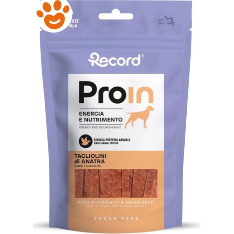 Record Dog Proin Snack Tagliolini di Anatra - Confezione 75 Gr - Snack