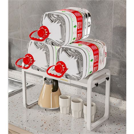 Étagère de rangement de cuisine de table en plastique blanc à double couche, télescopique, pour cuisinière et évier 8512 1 (1/5)