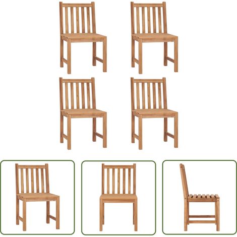 INLIFE Chaises de jardin 4 pcs Bois de teck solide (1/5)