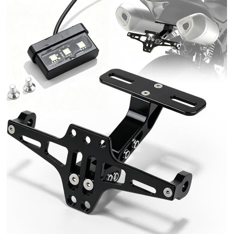 Soporte ajustable para matrícula de motocicleta, soporte para matrícula de motocicleta con luz de licencia, marco para matrícula para modelos universales (1/5)