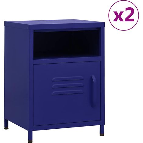 Nachttische 2 Stk. Marineblau 35x35x51 cm Stahl (1/5)