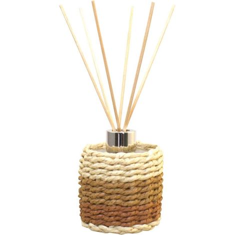 Diffuseur de Parfum d'Ambiance en Verre Tressé Jaune et Marron 100 ml 6,5 x 6,5 x 8 cm - PANGIVO (1/4)