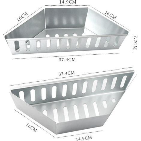 Paniers à charbon de bois (lot de 2), en acier galvanisé robuste, pour grillades directes et indirectes au charbon de bois/briquettes - Argent (1/3)