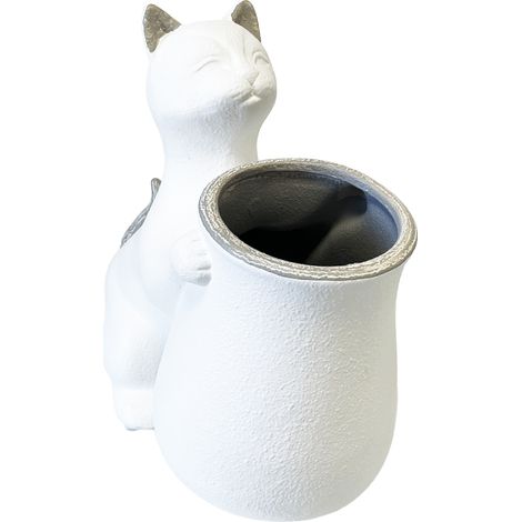 Statue cache pot Chat tenant un vase (1/2)