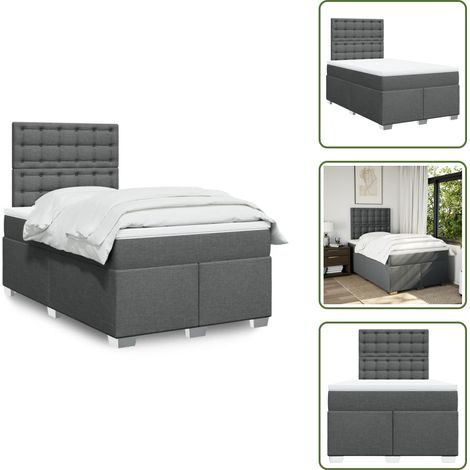 Sommier à lattes de lit avec matelas Gris foncé 120x200cm Tissu - Sommier À Lattes De Lit - Sommiers À Lattes De Lit - Lit - Meuble De Chambre À Coucher (1/5)