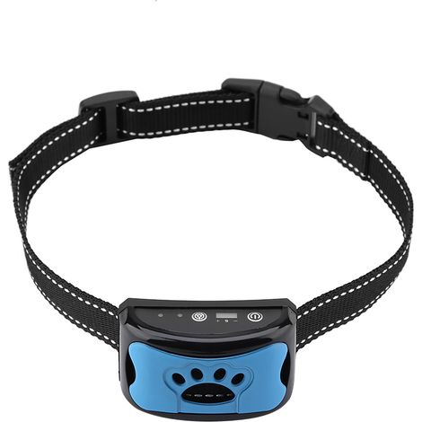 Dispositif anti-aboiement rechargeable et étanche avec détection des aboiements (bleu) (1/5)