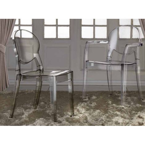Chaise polycarbonate transparent Kay - Lot de 4-Fumée (1/5)