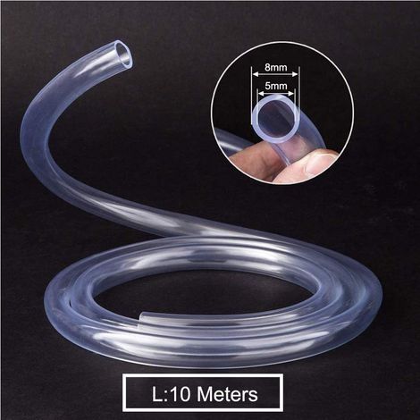 PVC-Schlauch – 10 Meter Druckschlauch, hochflexibler Silikonschlauch, 5 mm Innendurchmesser x 8 mm Außendurchmesser, Luftschlauch, Sauerstoffschlauch für Aquarien, Kraftstoffschlauch, Ölschlauch (1/4)