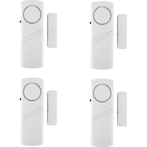 Alarme pour porte et fenêtre - Sécurité - Lot de 4 - Sans fil - 95 dB - Installation facile