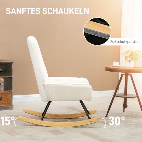 Fauteuil à bascule en polaire Sherpa 63x95x97 cm Naturel et Crème