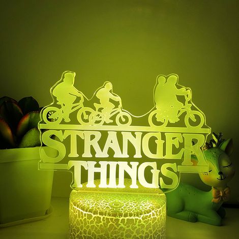 1 veilleuse décorative LED 3D Stranger Things 16 couleurs, tactile + télécommande - Base fissurée (1/5)