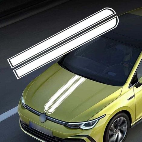Autocollant De Bande De Capot De Voiture Auto Racing Body Side Stripe Decal Jupe De Toit De Capot Pare-Chocs Stripe Decal Vinyle Modifié Decal Décoration pour Voiture (blanc)