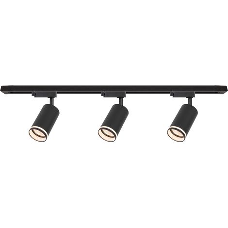 Kit rail d’éclairage monophasé en saillie noir et doré, rail 1,5 m, 3 spots GU10 10W Pipe Milagro (1/5)