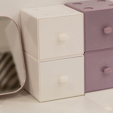 Weißer PS-Schreibtischorganizer mit Sockel, quadratische und modulare Aufbewahrungsbox für Schule, Zuhause und Büro (9,4 cm x 9,1 cm x 8,3 cm, strapazierfähiges PS-Material) (1/5)