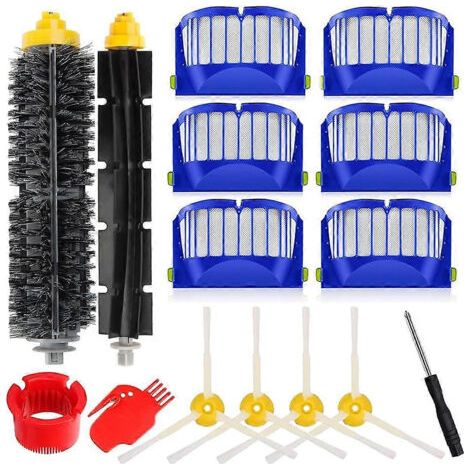 Pour iRobot Roomba séries 600 (694, 692, 690, 680, 660, 650, 614) et 500 (595, 585, 564) : filtre, brosse latérale principale, paires de poils