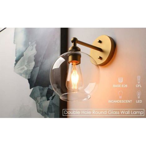 Applique murale de salle de bain vintage en laiton doré de style bohème, luminaire industriel câblé pour intérieur(antique) (1/4)