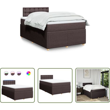 vidaXL Boxspringbett mit Matratze Dunkelbraun 120x200 cm Stoff (1/5)