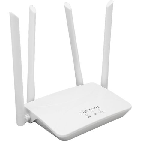 Routeur 4G LTE 300 Mbps avec 4 antennes à gain élevé, point d'accès mobile Wi-Fi sans fil et emplacement pour carte SIM, compatible Europe et Asie, prise UE 100-240 V.