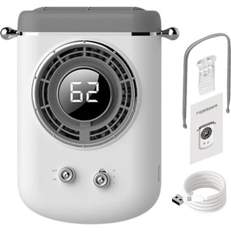Ventilador de cuello portátil, ventilador de cuello sin aspas, ventilador portátil, ventilación de 360°, ventilador personal para la escuela, el coche y el hogar. (1/5)