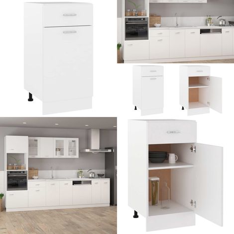 Schubunterschrank Weiß 40x46x81,5 cm Holzwerkstoff - Küchenmöbel - Holzschrank - Untertischschrank - Weißer Schrank - Wohnaccessoires - Home & Living (1/5)
