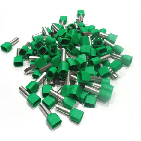 Embouts de cablage Pré-isolé double 2x 6 mm² vert le lot de 100 pièces